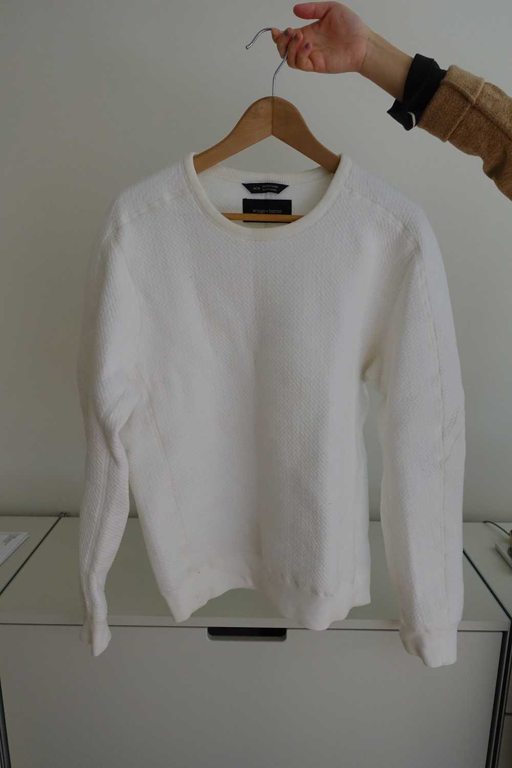 Wings + Horns Cabin Fleece Crewneck White - image 1