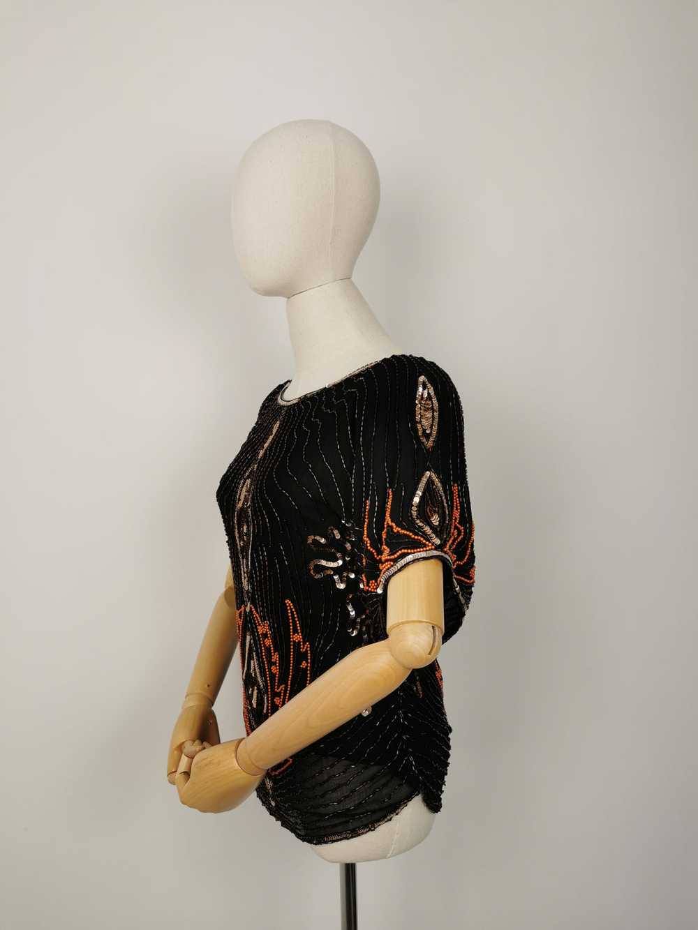 Vintage Frank Usher sequins silk blouse - image 2
