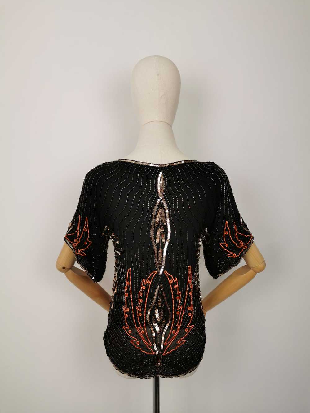 Vintage Frank Usher sequins silk blouse - image 5