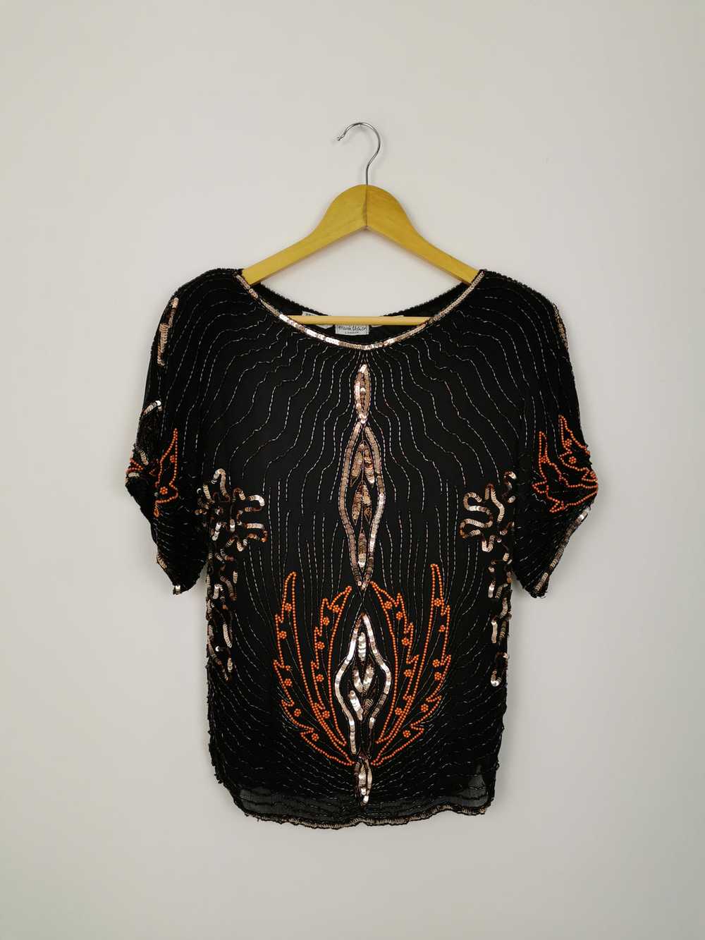 Vintage Frank Usher sequins silk blouse - image 6