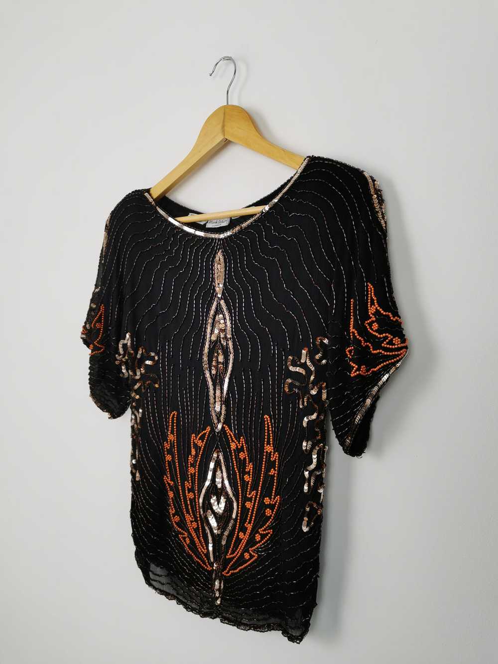 Vintage Frank Usher sequins silk blouse - image 7