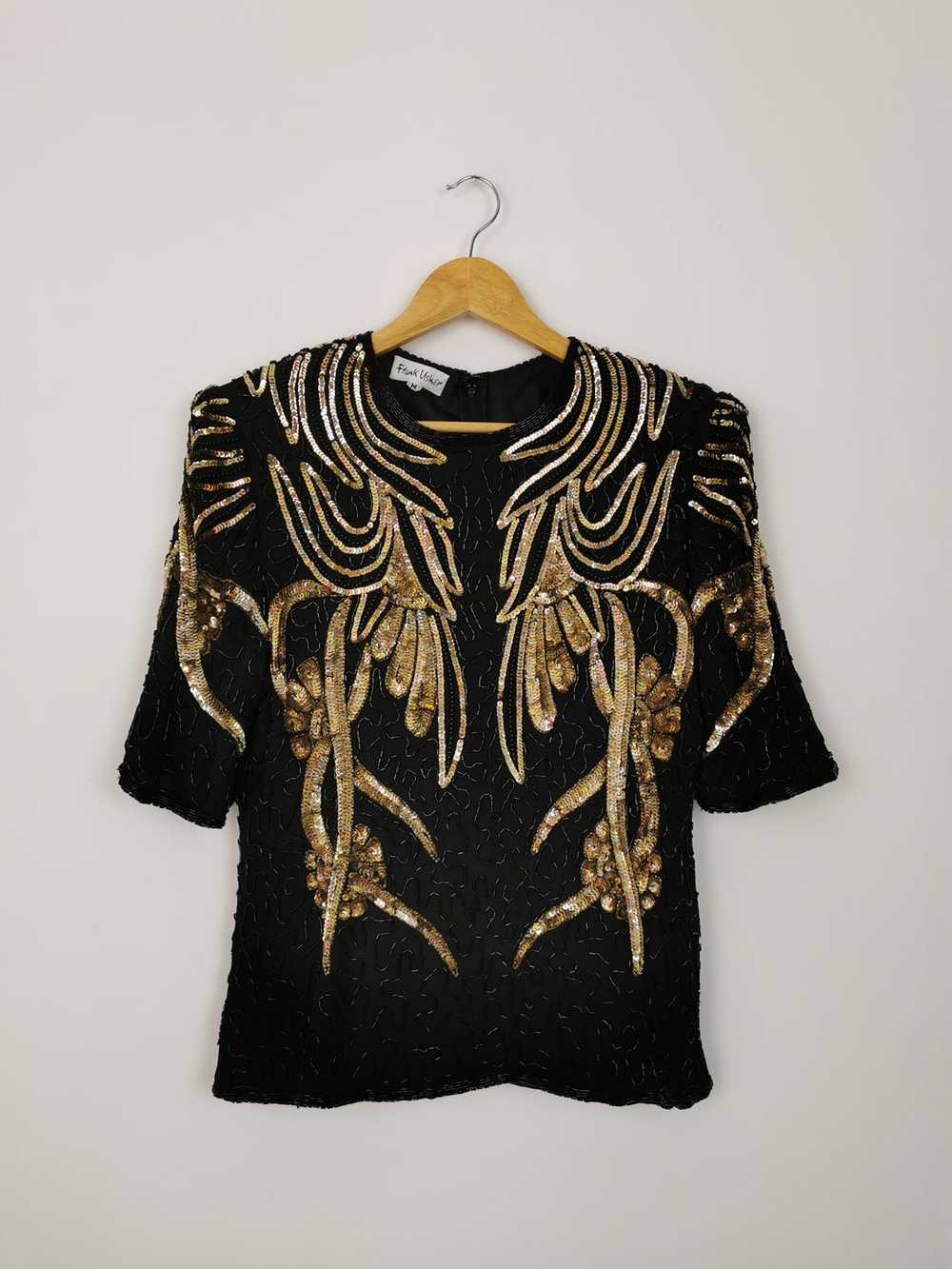 Vintage Frank Usher sequins silk blouse - image 6