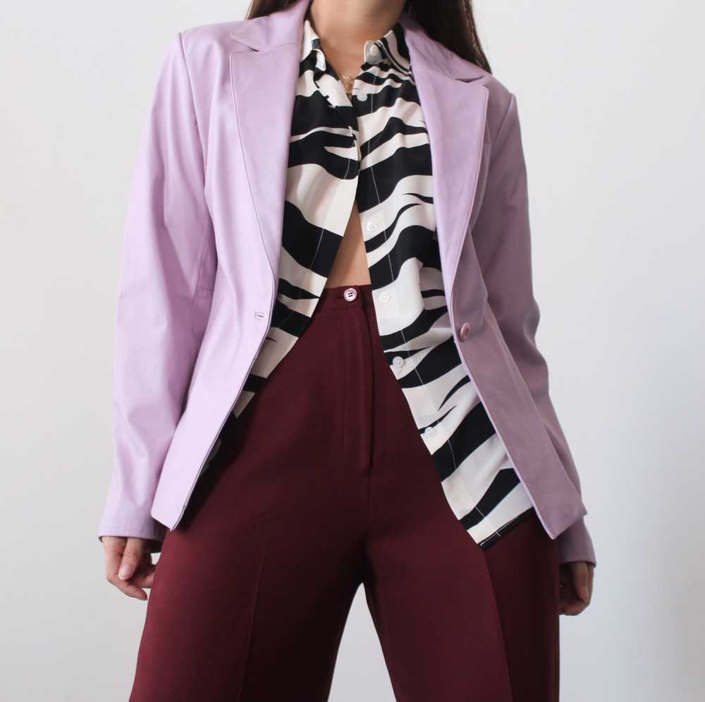 2000s Lilac Leather Blazer - image 1