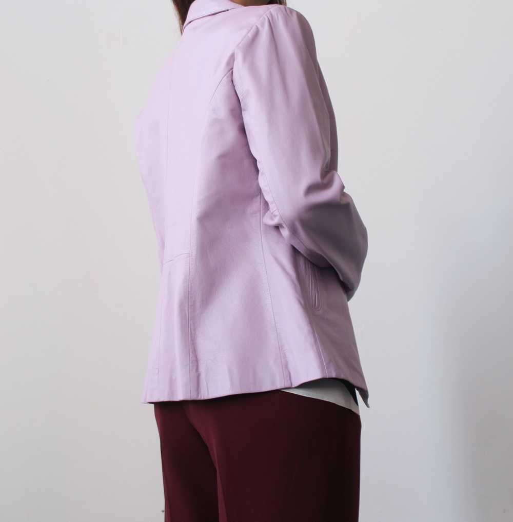 2000s Lilac Leather Blazer - image 2