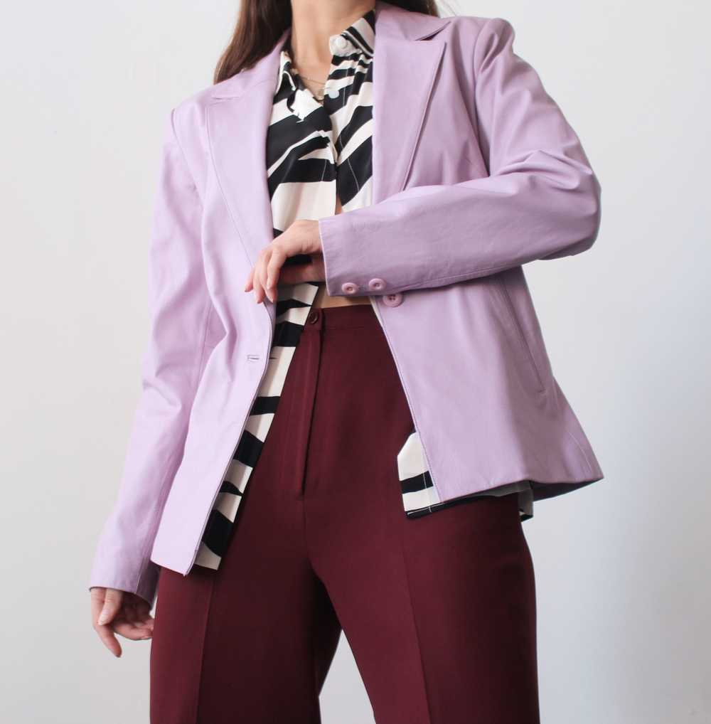 2000s Lilac Leather Blazer - image 4