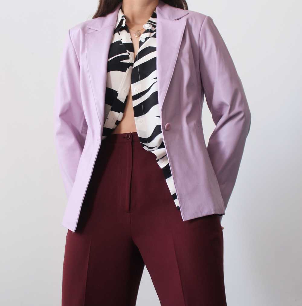 2000s Lilac Leather Blazer - image 5