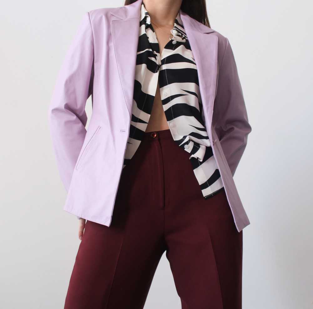 2000s Lilac Leather Blazer - image 6