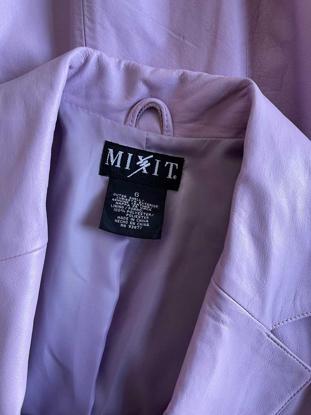 2000s Lilac Leather Blazer - image 9