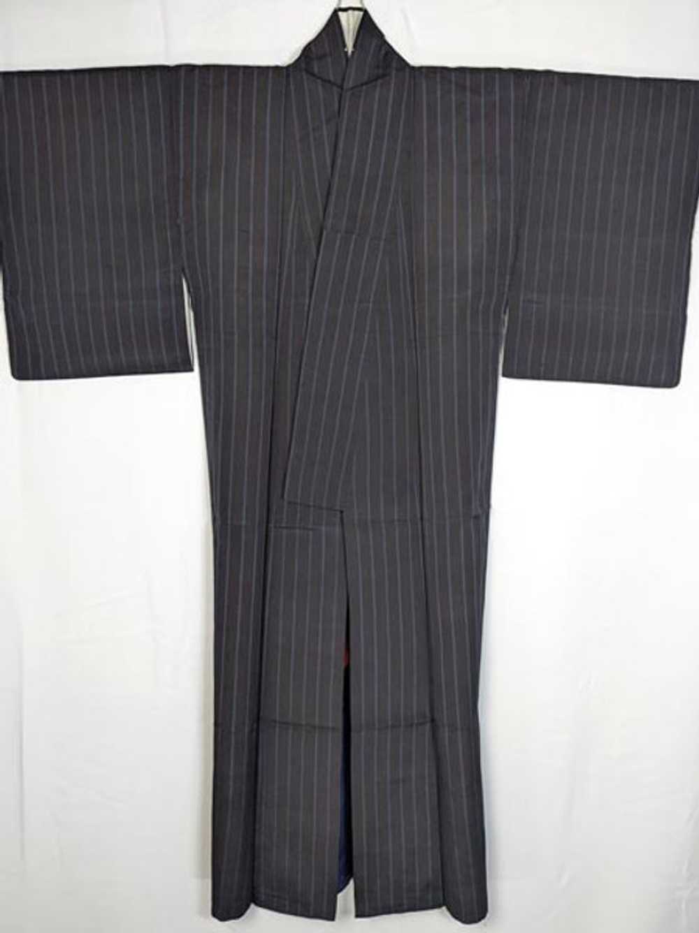 Dark Grey & Dark Blue Japanese Kimono - image 3