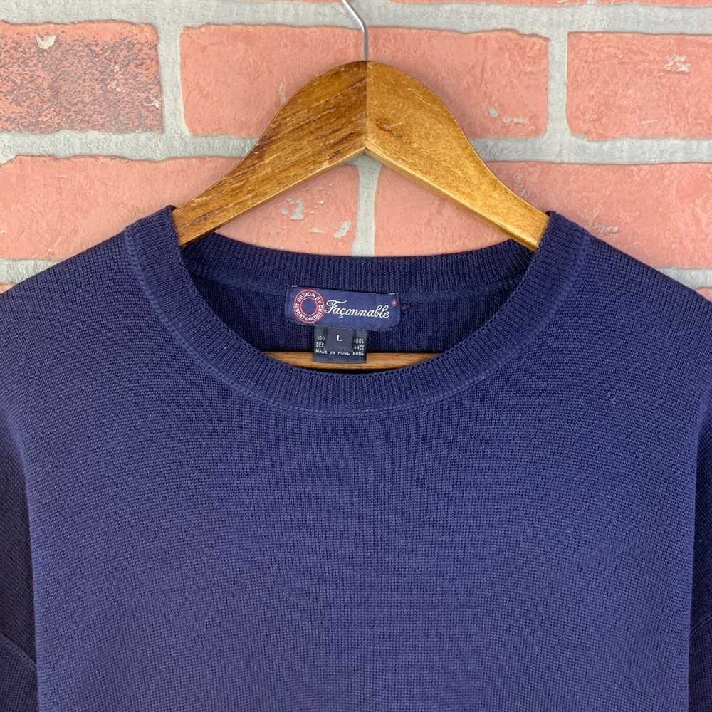 Faconnable Faconnable Navy 100% Merino Wool L/S C… - image 3