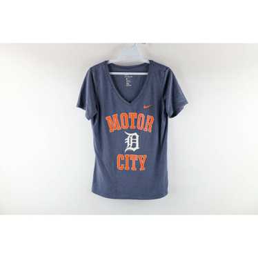 Vintage Nike Blue T Shirt Detroit Tigers Motor City Size L 