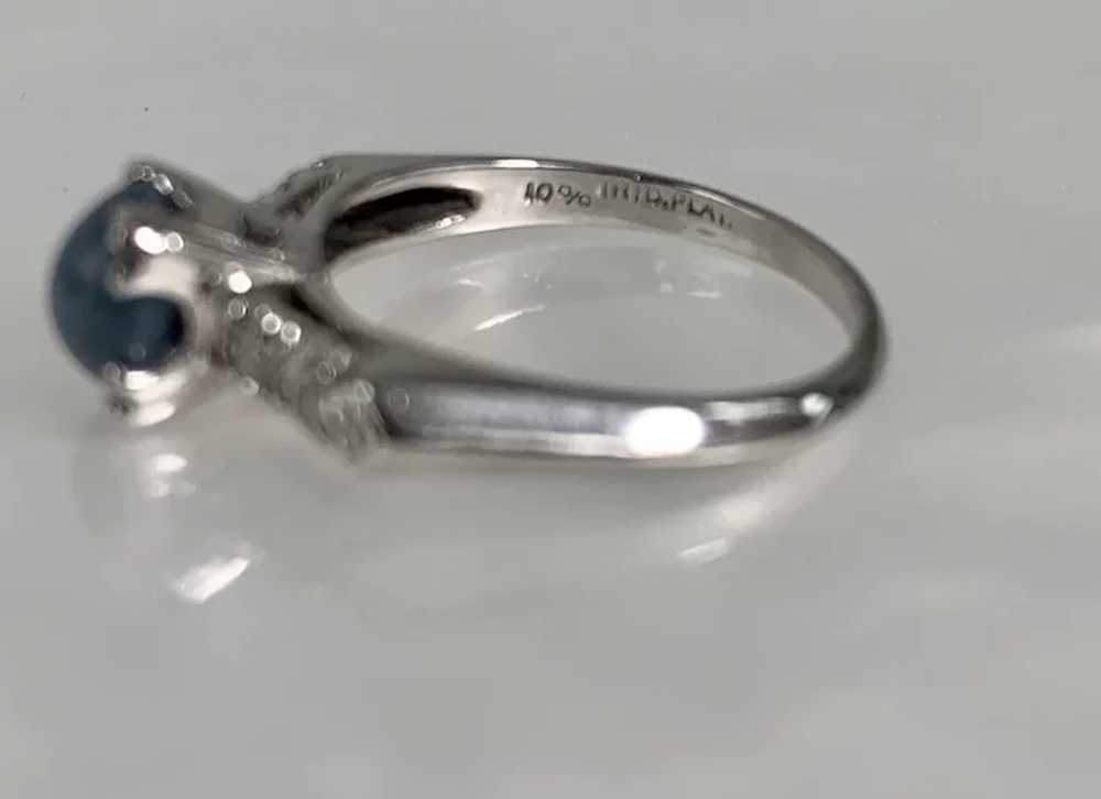 Oval Cut Platinum Star Sapphire Diamond Ring - image 6