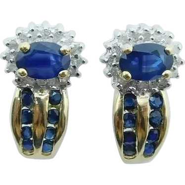 2.38ctw Diamond & Sapphire Earrings 14K Two Tone … - image 1