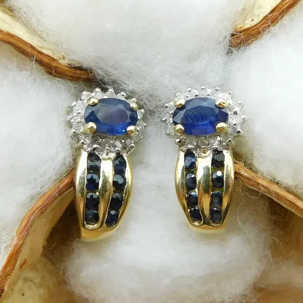 2.38ctw Diamond & Sapphire Earrings 14K Two Tone … - image 2