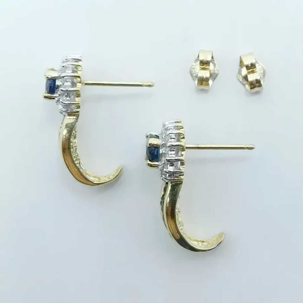 2.38ctw Diamond & Sapphire Earrings 14K Two Tone … - image 3