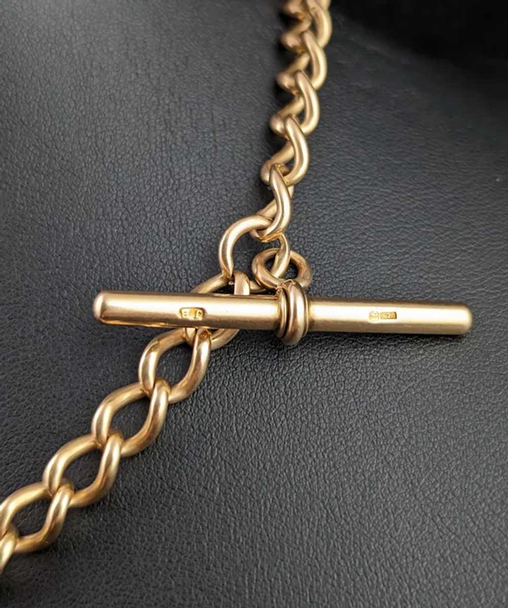 Antique 15k yellow gold Albert chain, watch chain… - image 4