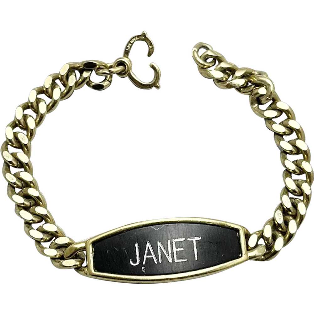 Vintage Speidel Janet Gold Chain Name Bracelet - image 1