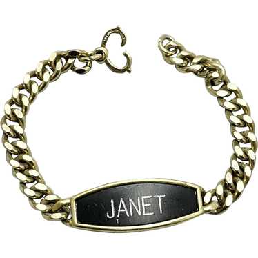 Vintage Speidel Janet Gold Chain Name Bracelet - image 1