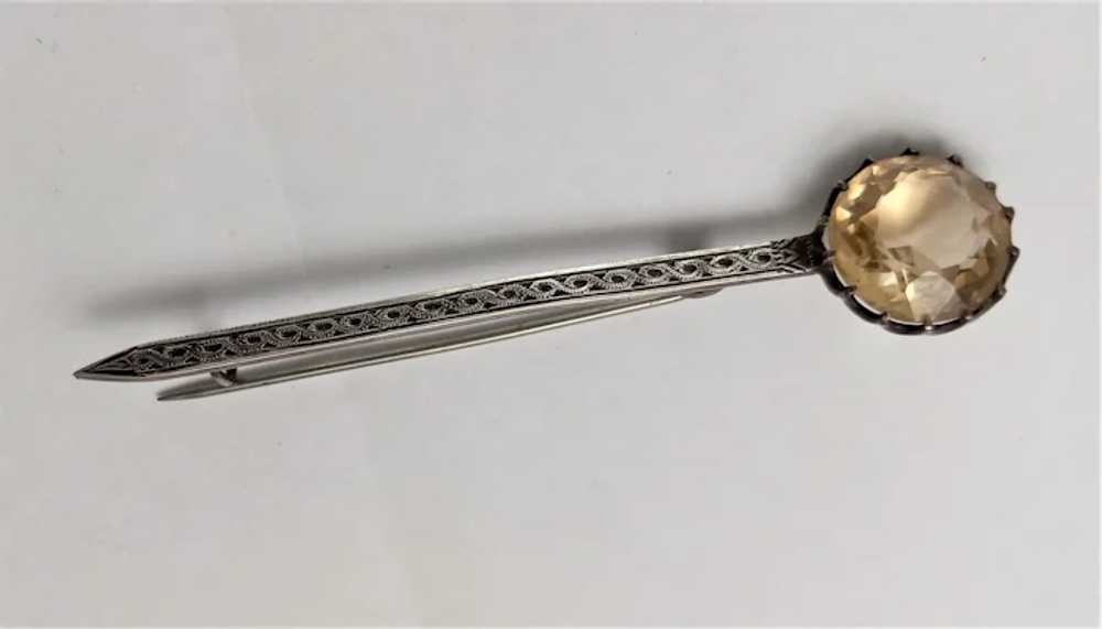 c1931 HM Silver/Citrine Scottish Kilt Pin 3 1/8 i… - image 3
