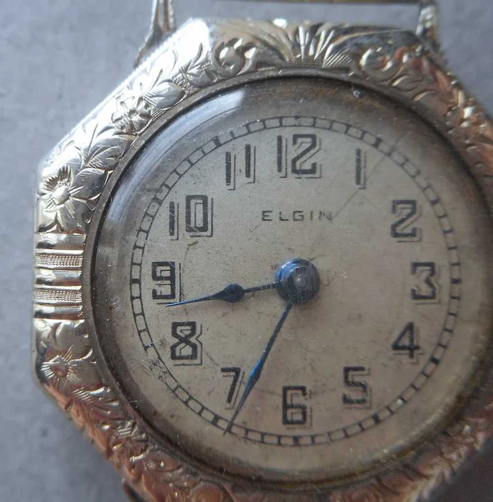 14K White Gold Watch Case Keystone Antique Elgin … - image 2