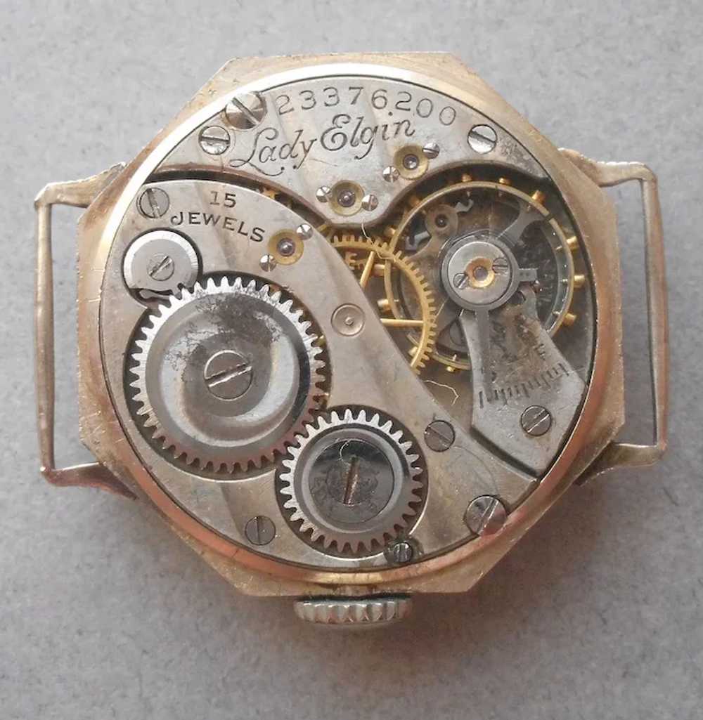 14K White Gold Watch Case Keystone Antique Elgin … - image 7