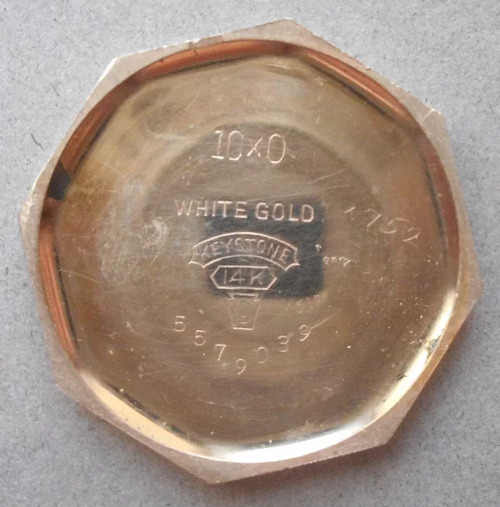 14K White Gold Watch Case Keystone Antique Elgin … - image 8