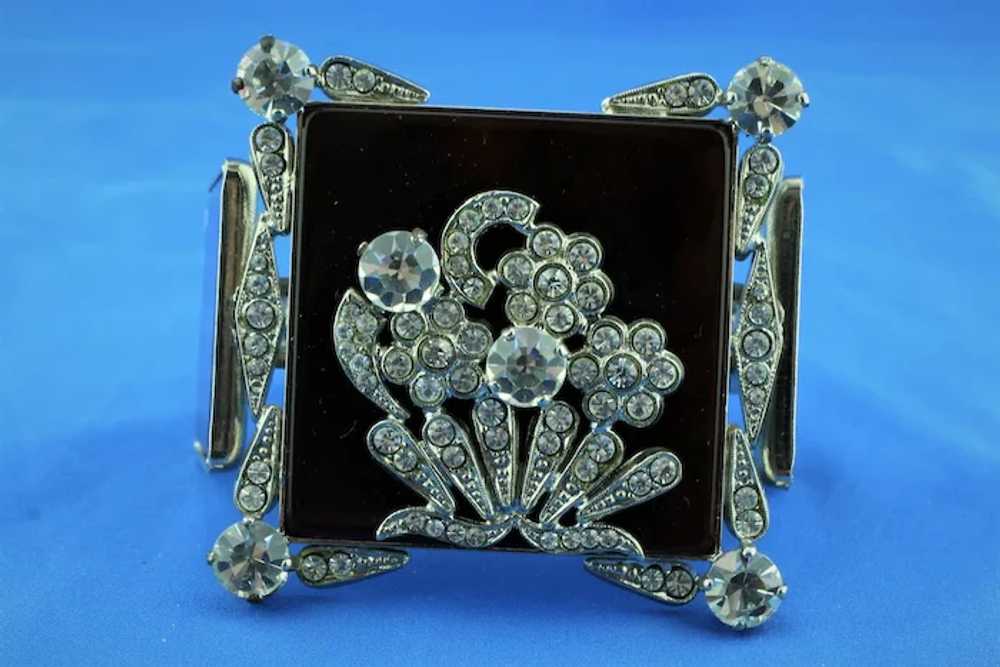 1930's French Art Deco Galalith and Rhinestone Cl… - image 3