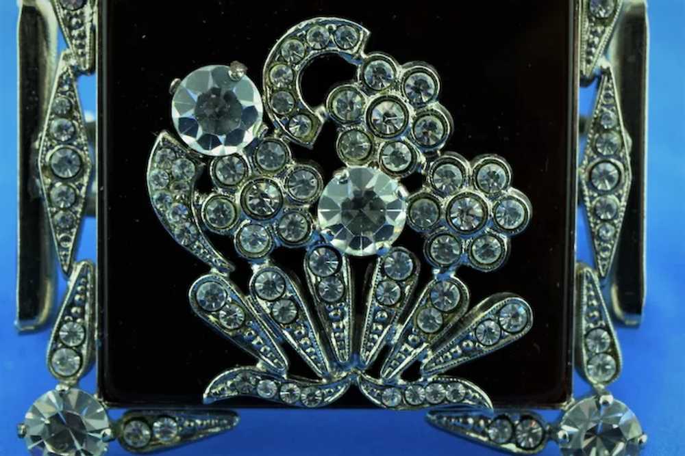 1930's French Art Deco Galalith and Rhinestone Cl… - image 5