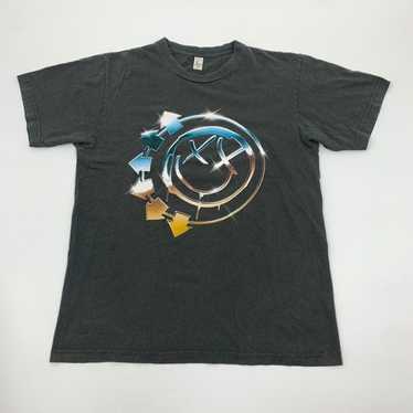 Band Tees Gray Blink 182 Chrome Logo T-Shirt Size 