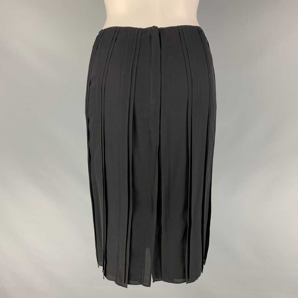 Yves Saint Laurent Black Silk Pleated Pencil Skirt - image 3