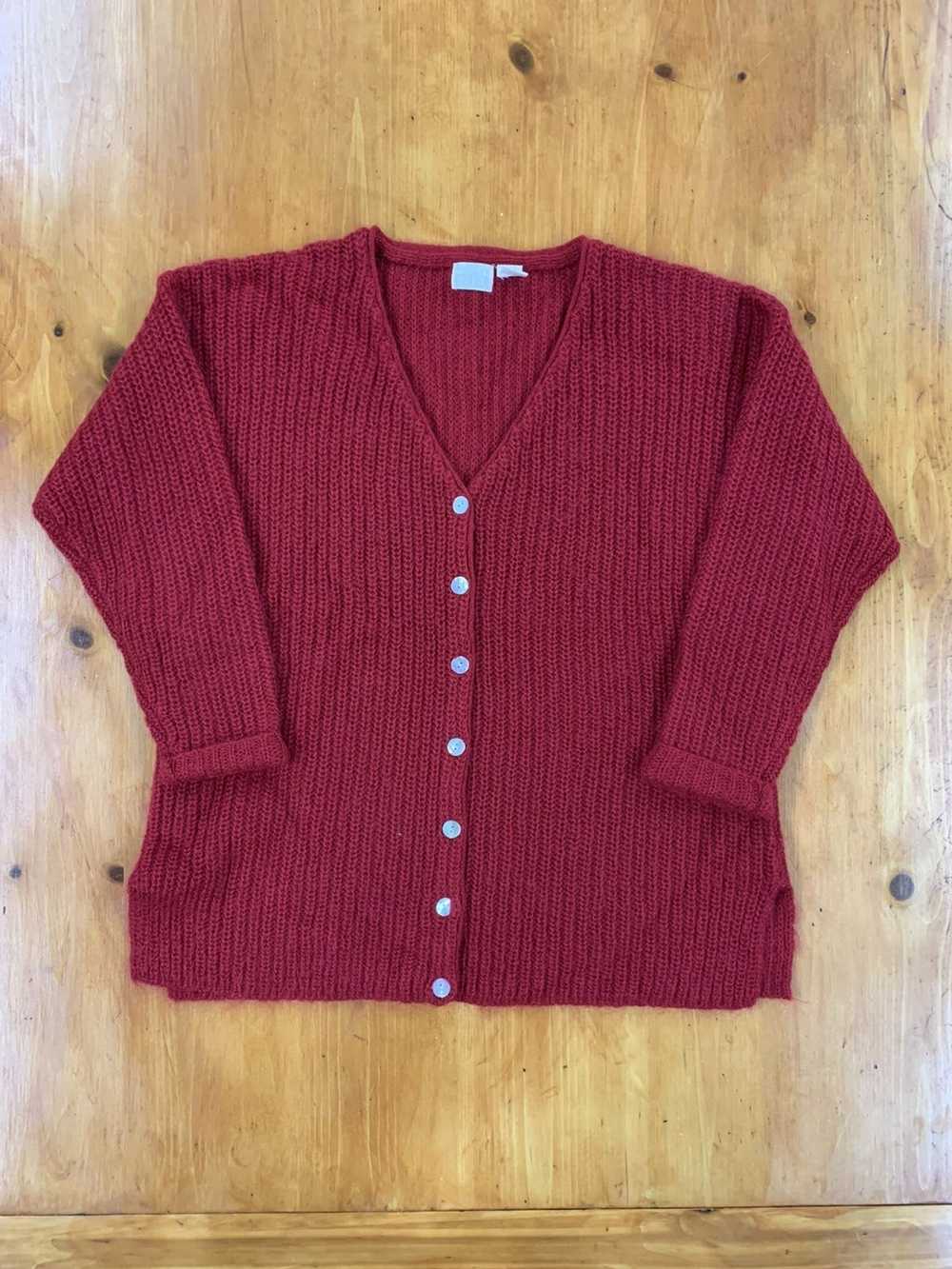 Vintage Vintage 80s Mohair Red Knit Cardigan - image 2