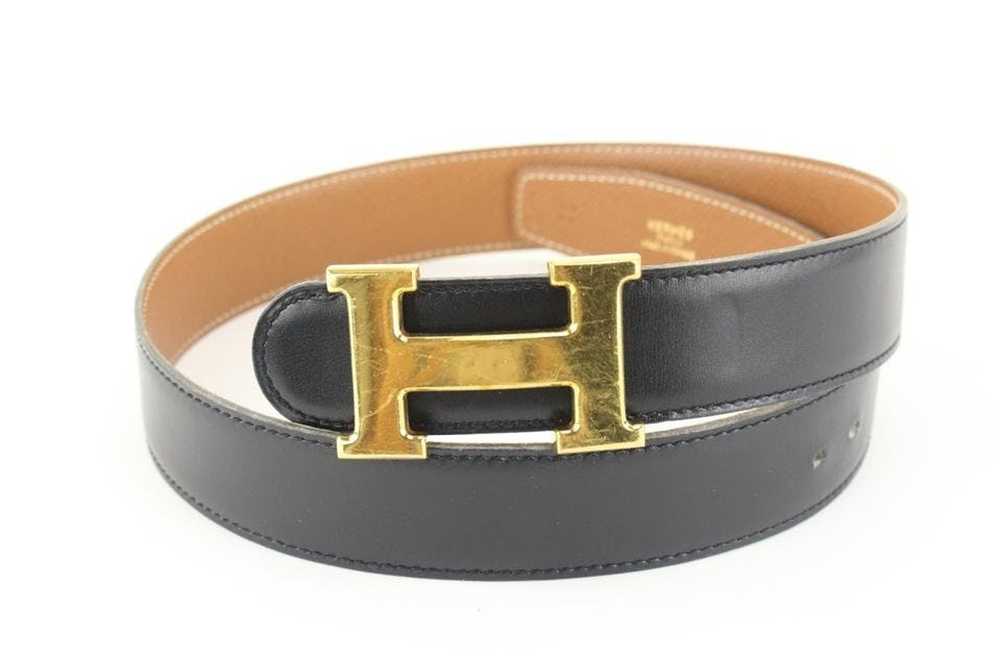 Hermes Hermès Black x Brown 32mm Reversible H Log… - image 1