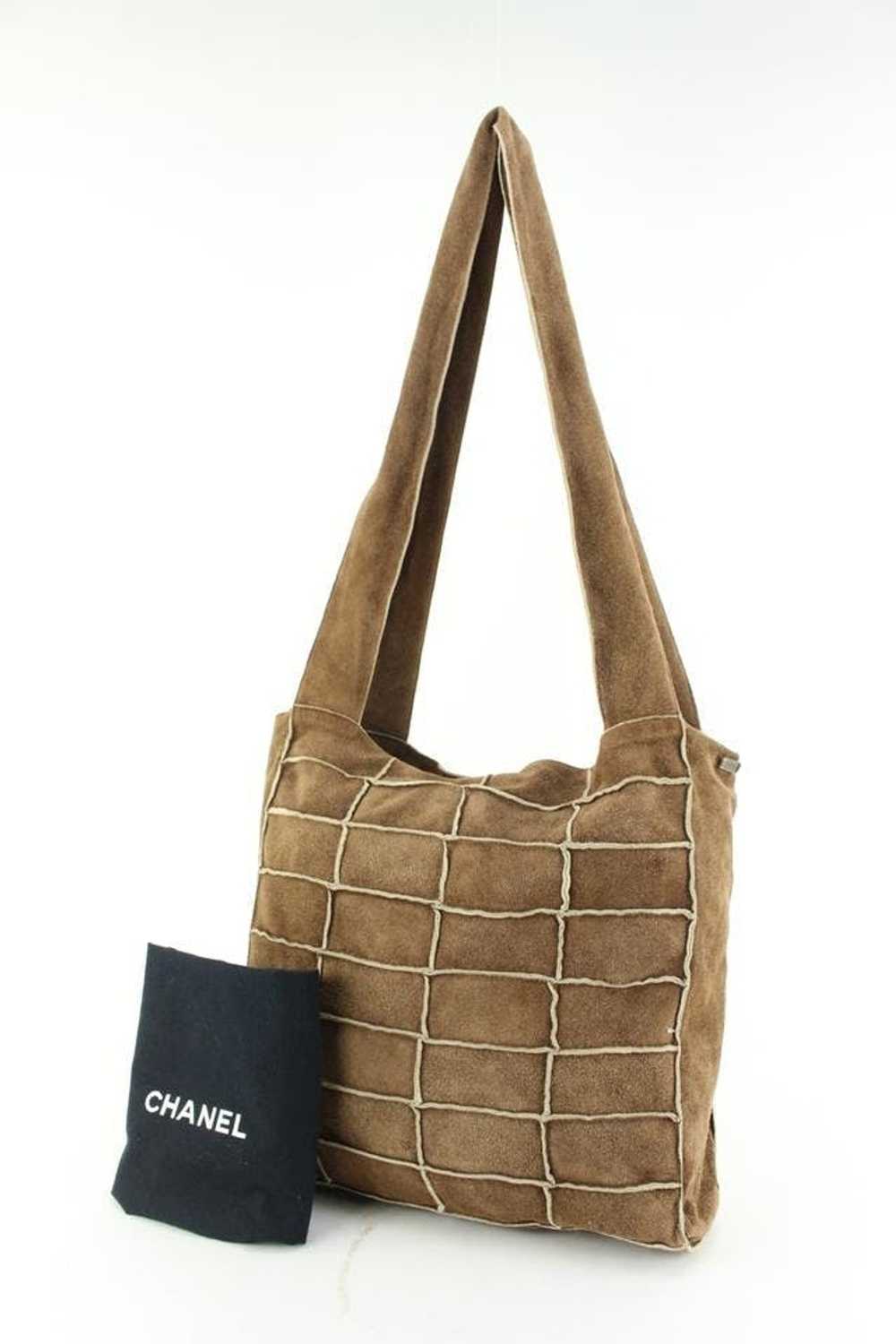 Chanel Chanel Brown Suede Patchwork Shopper Tote … - image 2