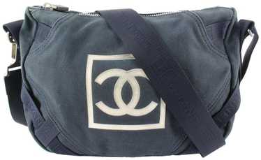 Chanel Black CC Canvas Sports Line Crossbody Bag Green Cloth Nylon