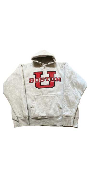 Men's Champion Gray Boston University Arch Over Logo Reverse Weave Pullover  Sweatshirt