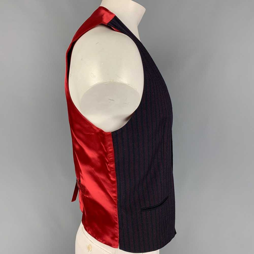 Dolce & Gabbana Navy Burgundy Vertical Stripe Vest - image 2