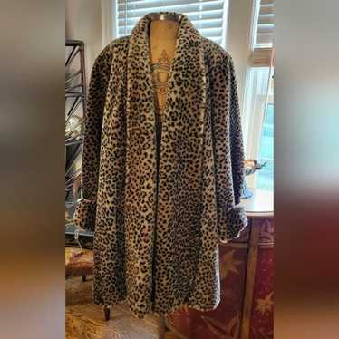 Women's Leopard Marvin Richards Brown Animal Print Rabbit Fur Coat Size discount L