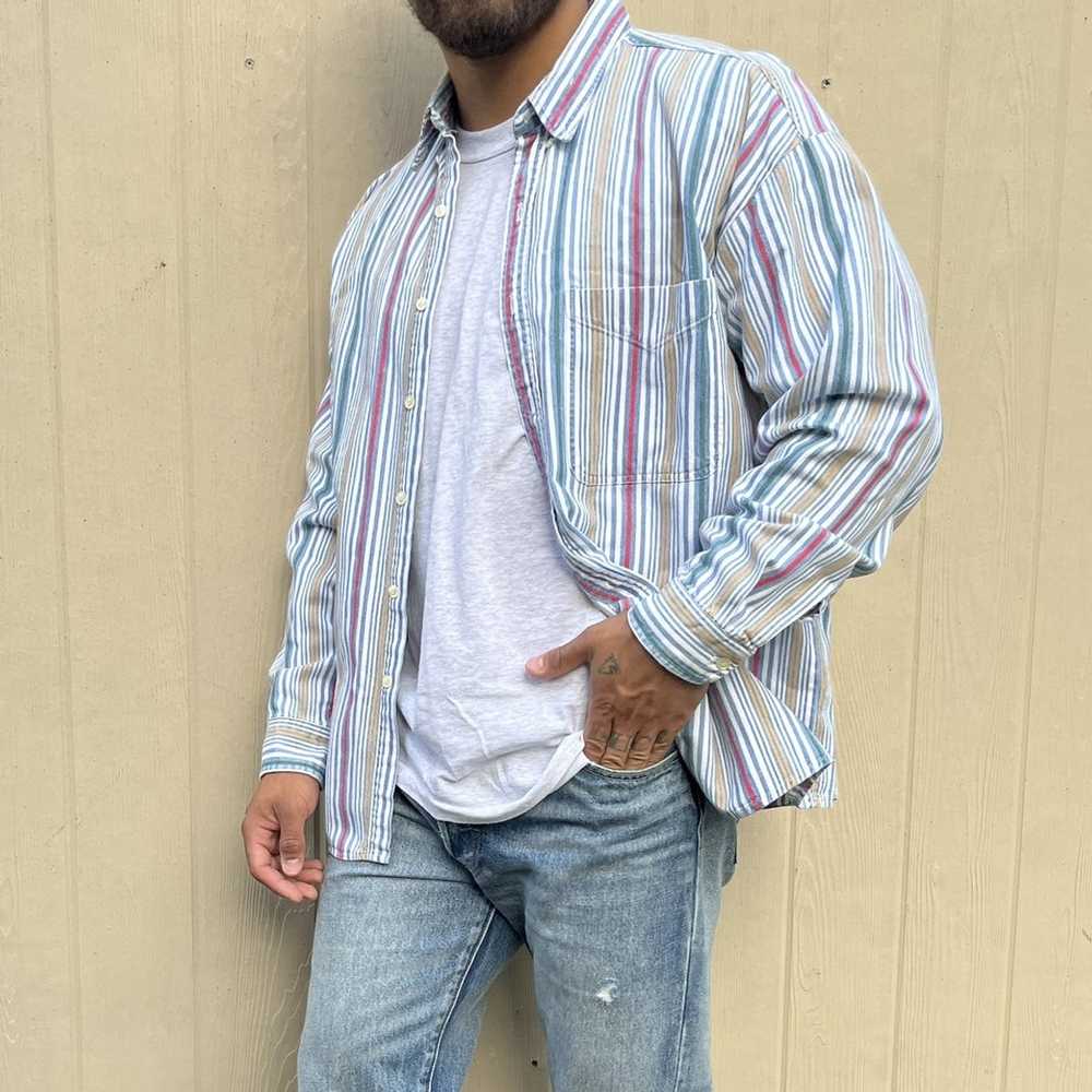 Vintage Vintage Bon Homme Striped Button zip Shirt - image 2