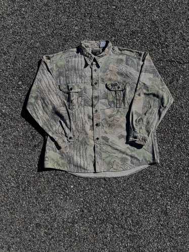 Realtree Vintage Rattlers Brand Realtree Camo Chamois Flannel Shirt Mens L  Made in USA