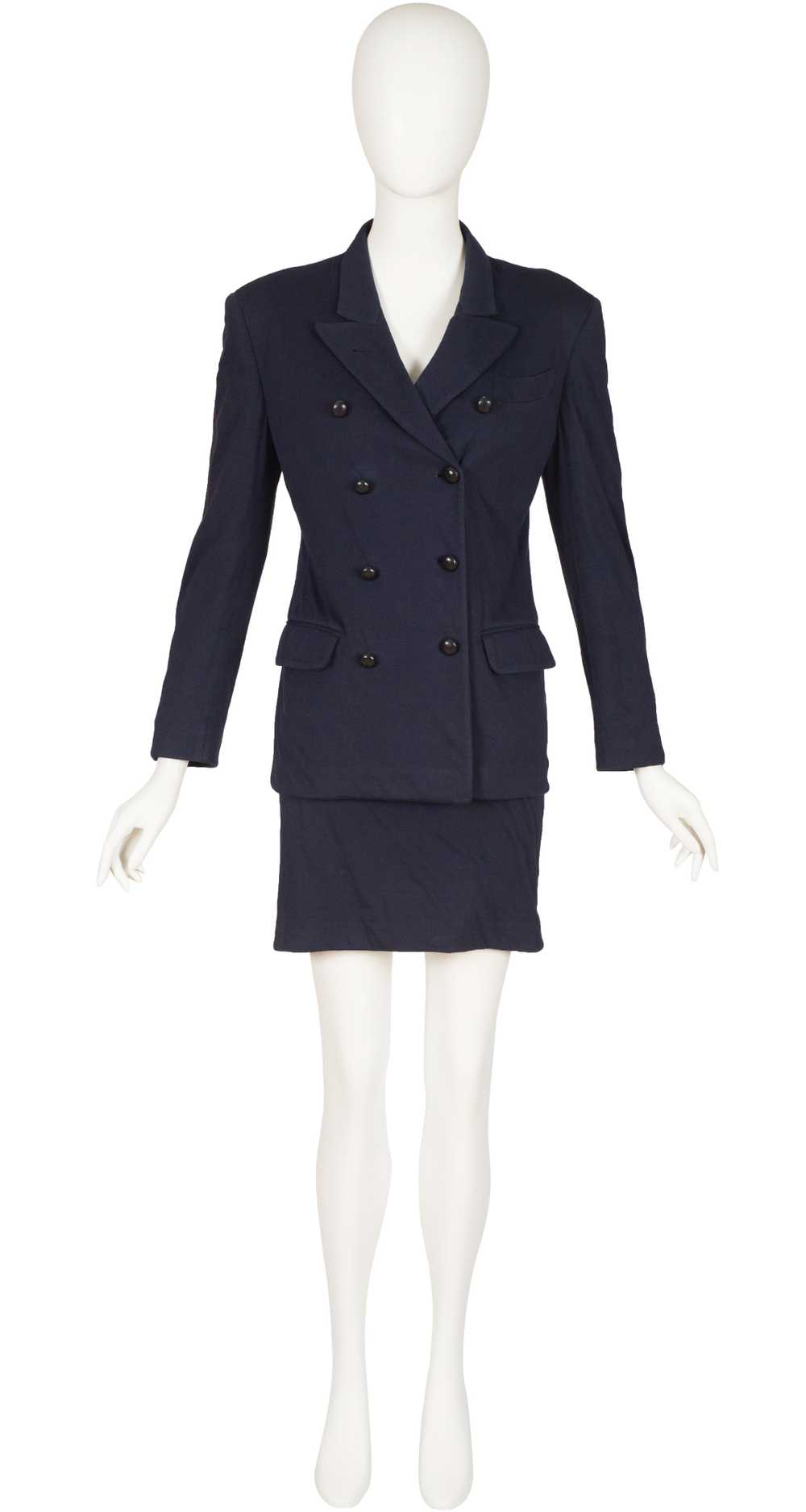 Jean-Paul Gaultier 1980s Fur Collar Navy Cotton J… - image 2