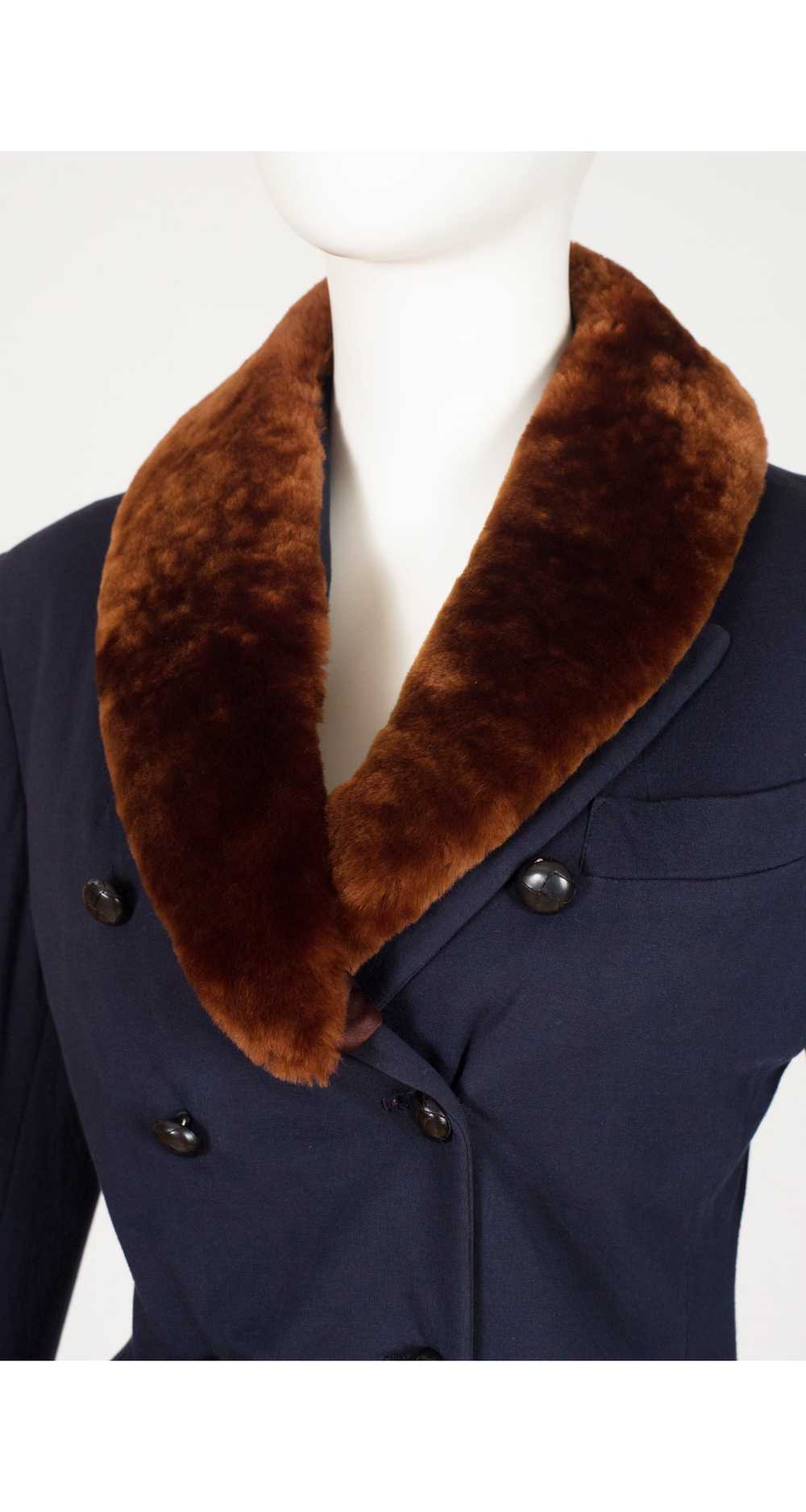 Jean-Paul Gaultier 1980s Fur Collar Navy Cotton J… - image 3