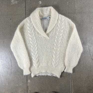 Vintage 80s Forenza shawl neck loose knit mohair s