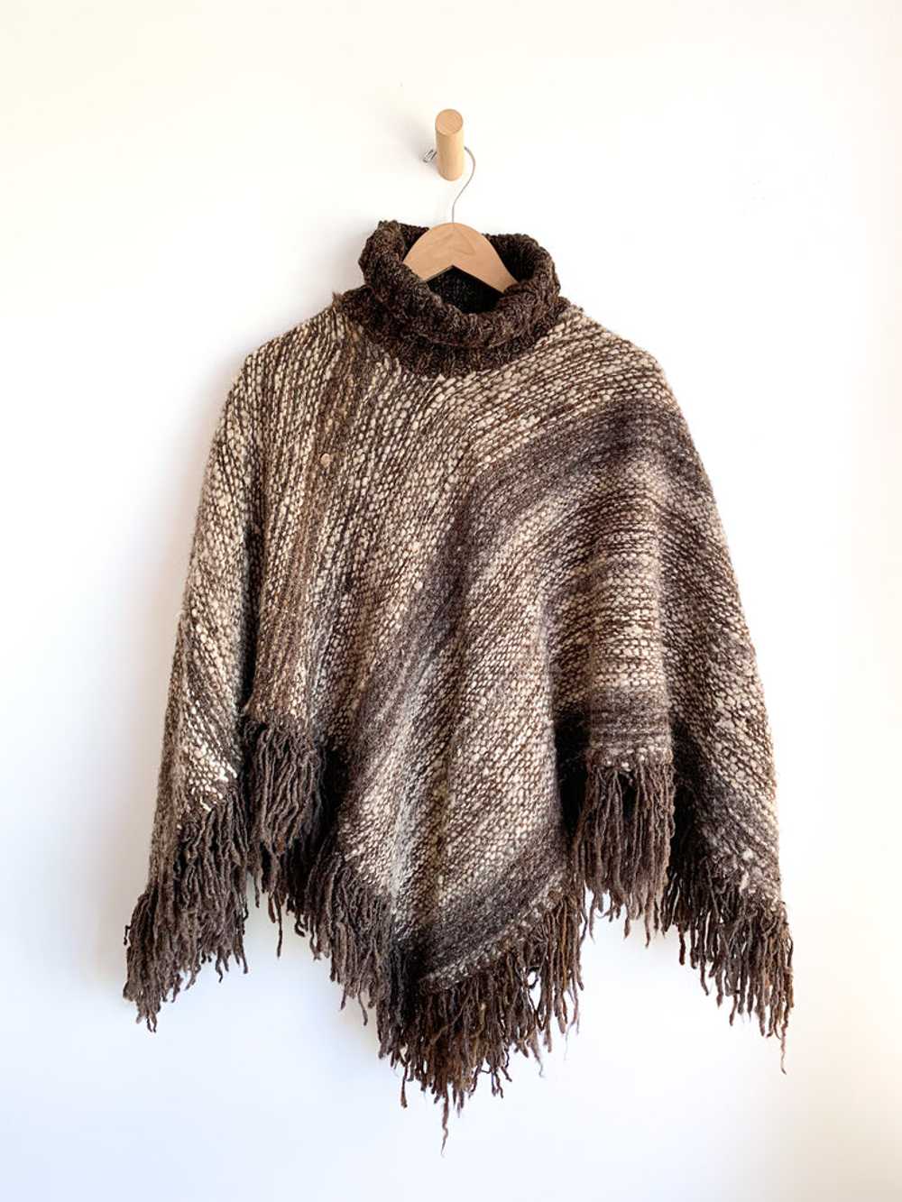 Hand Woven Artisan Fringe Poncho - image 1