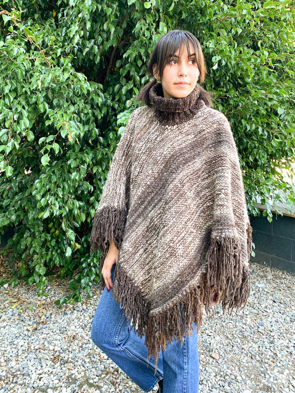 Hand Woven Artisan Fringe Poncho - image 2