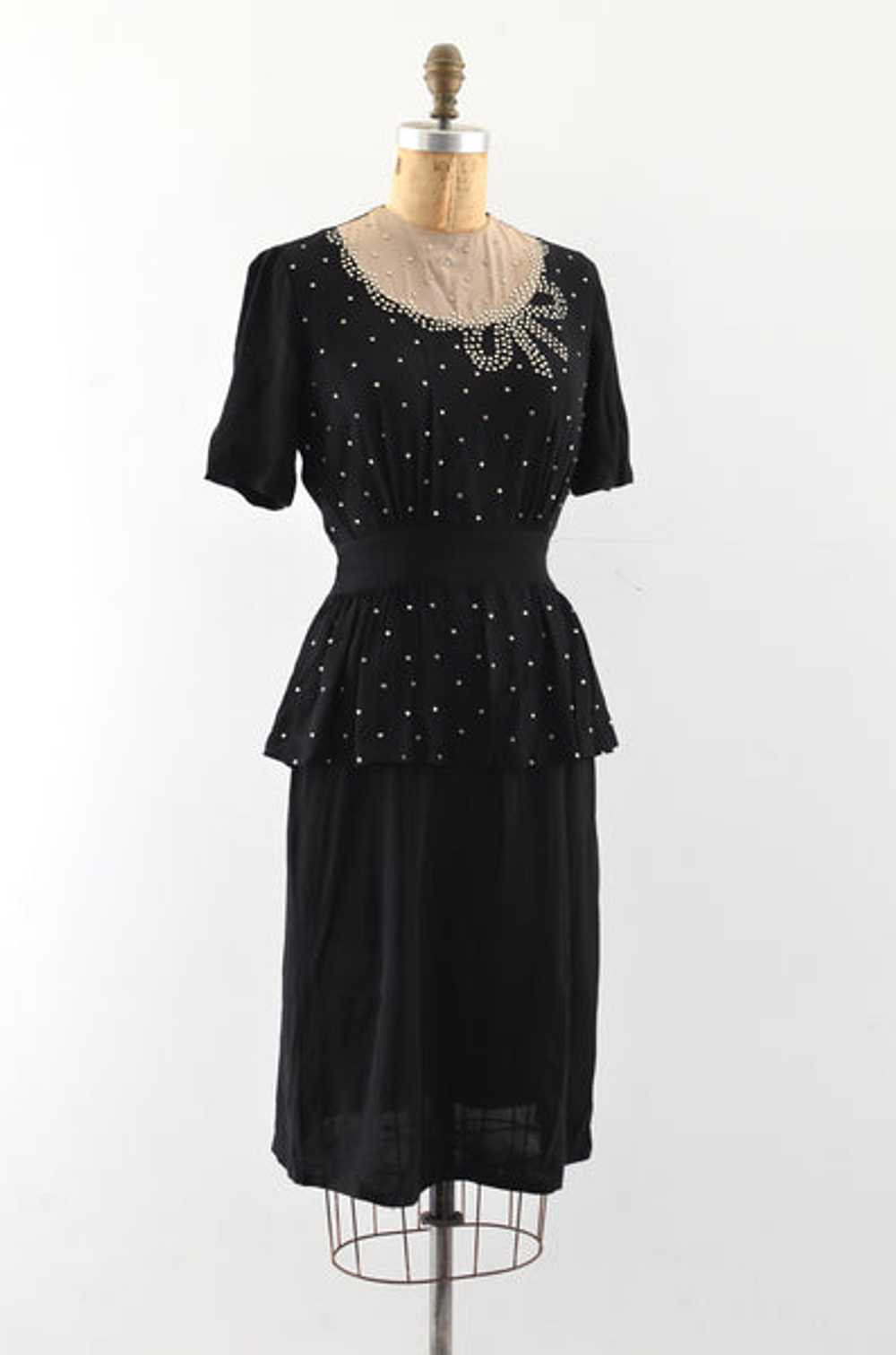 Vintage 1940's Studded Peplum Dress / S - image 6