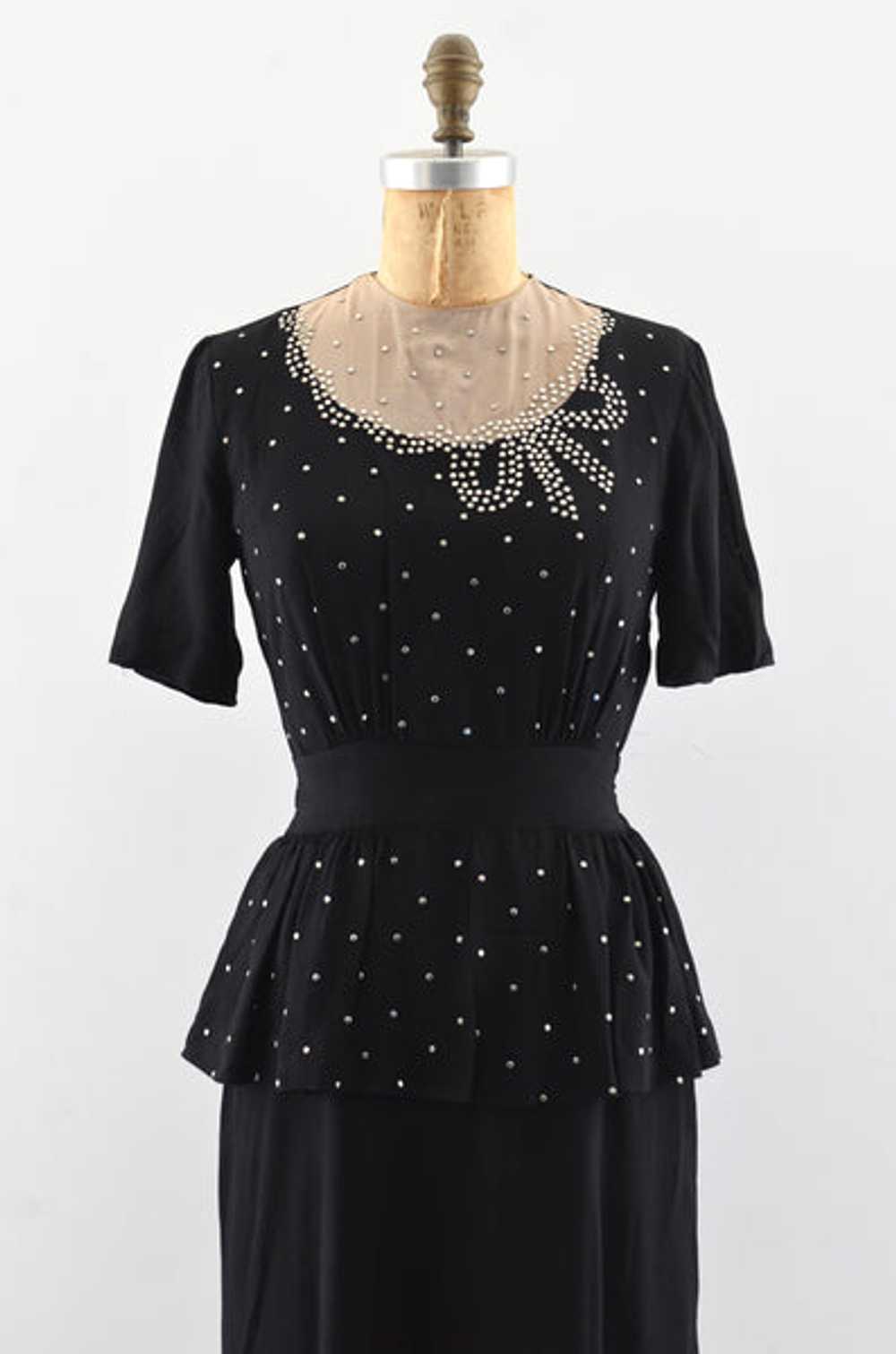 Vintage 1940's Studded Peplum Dress / S - image 8