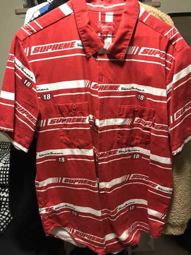 Supreme striped shop racing work shirt