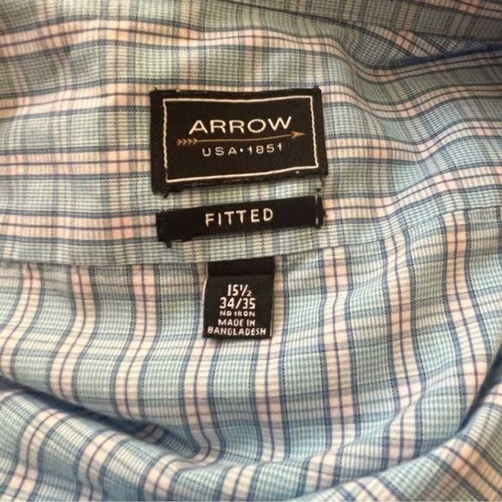 Arrow Arrow Men's Fitted Long Sleeve Dress Shirt … - image 5