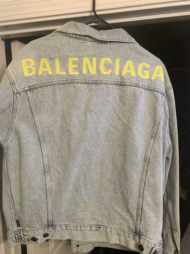 Balenciaga red logo grey denim jacket - BALENCIAGA