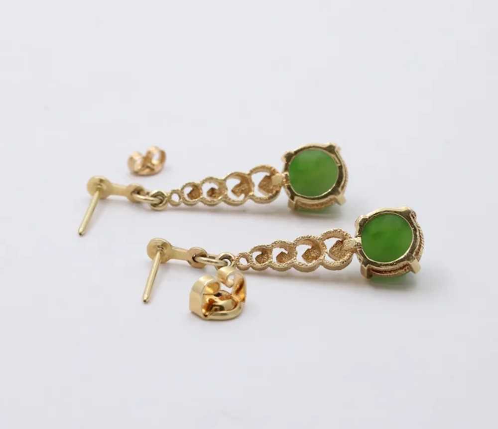 Vintage 14K Yellow Gold Chrysoprase Dangling Earr… - image 5